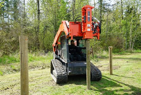 hydraulic post driver driver on skid steer driving wood posts|skid steer post driver reviews.